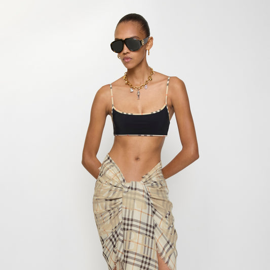 Check Trim Bikini Top