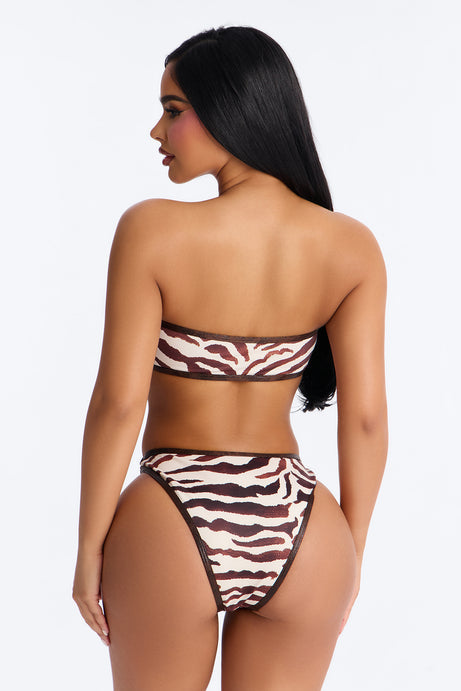 Wild For You Bandeau 2 Piece Bikini - Brown/combo