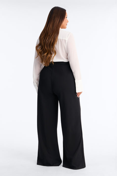 Lola Semi Sheer Long Sleeve Jumpsuit - White/Black