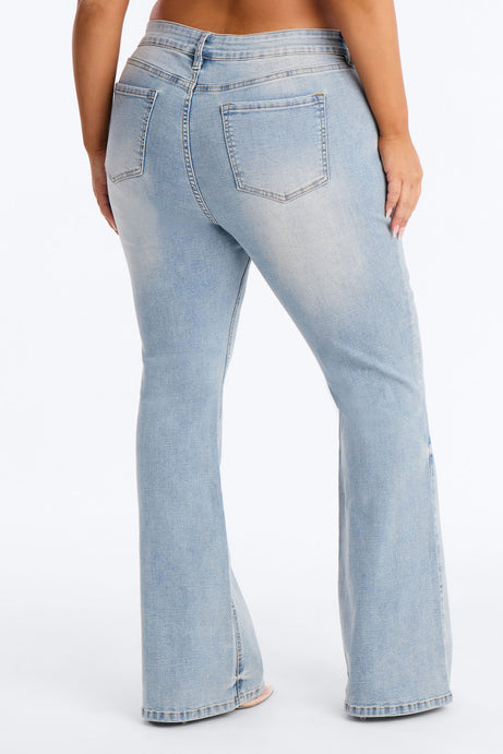 Broke The Code Compression Stretch Bootcut Jeans - Vintage Wash