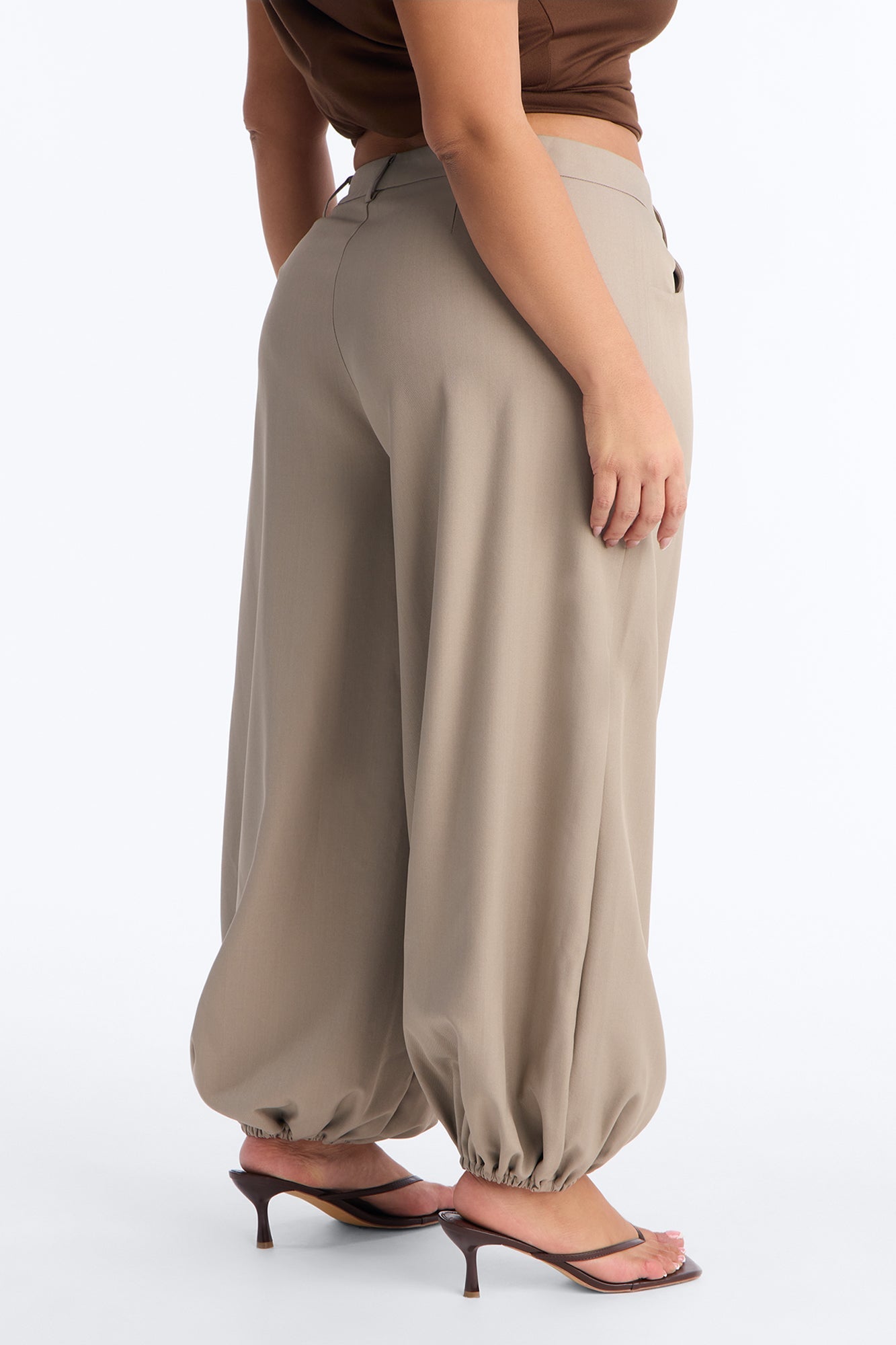 Rosalie Low Rise Trouser Jogger Pant 28" - Khaki