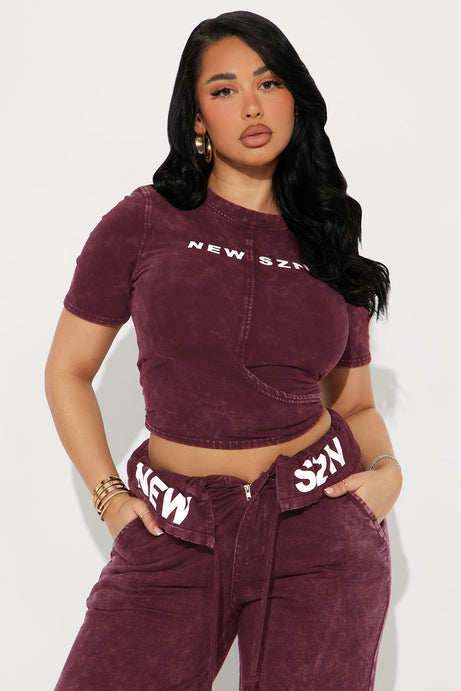 New SZN Washed Pant Set - Burgundy