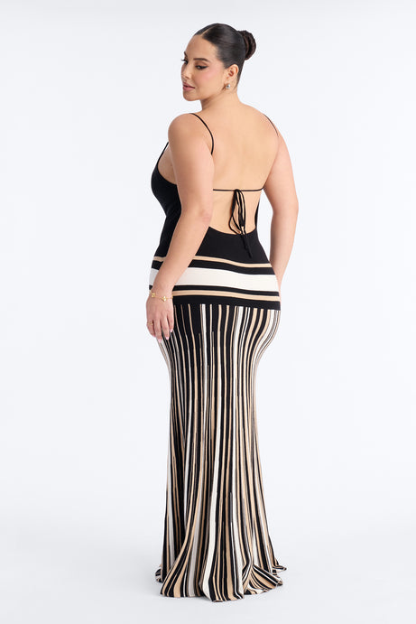 Kara Striped Sweater Maxi Dress - Black/combo