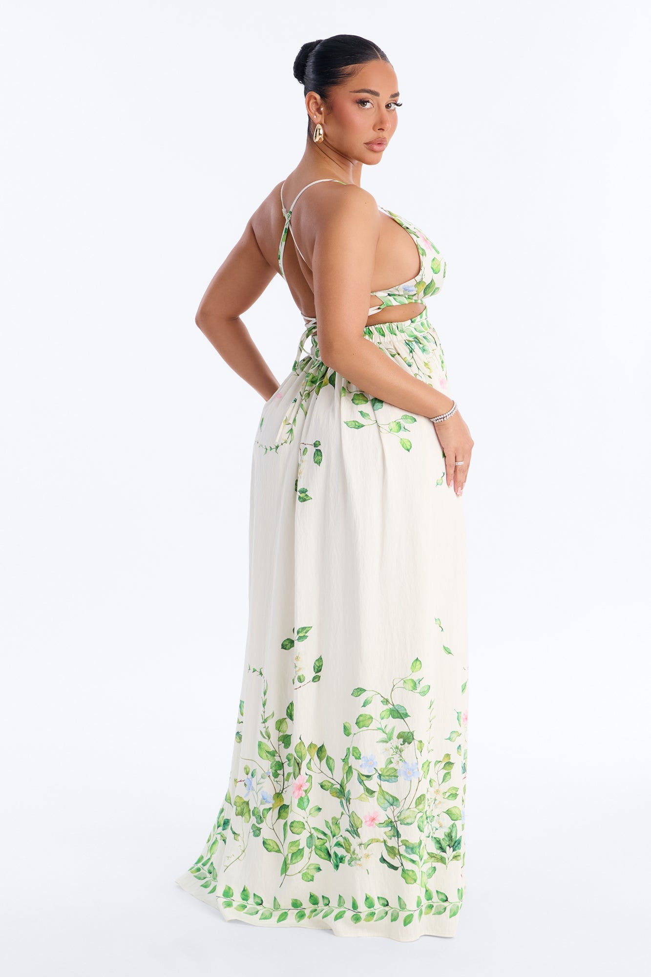Dainty Love Linen Maxi Dress - Ivory/combo