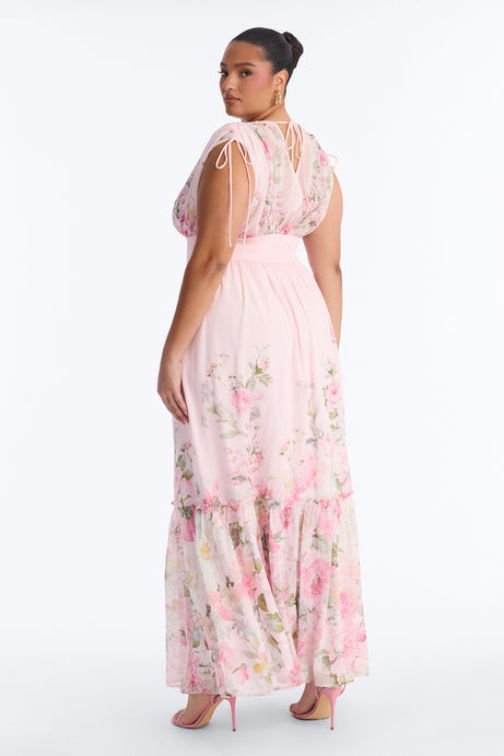 Peachy Keen Chiffon Maxi Dress - Pink/combo