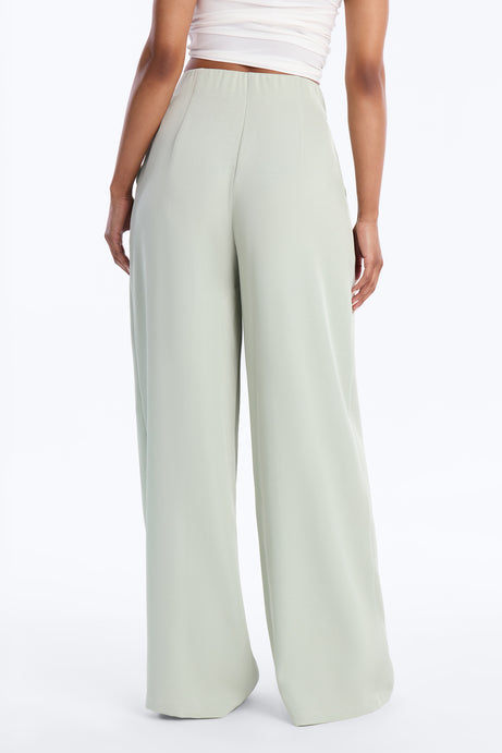 Valeria Pleated High Rise Wide Leg Pant 33″ - Sage