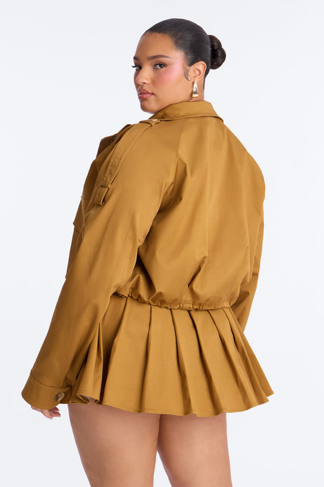 Blakely Twill Cropped Utility Jacket - Khaki