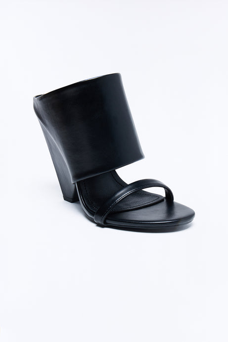 Lohan Faux Leather Wedges - Black