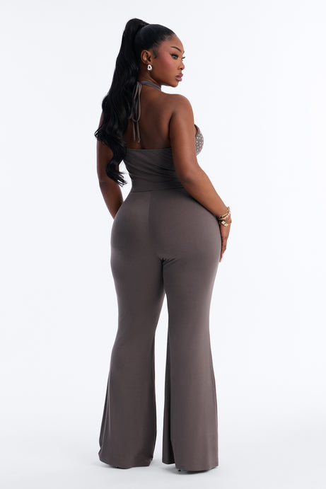 Better Than Your Ex Studded Flare Pant Set - Grey