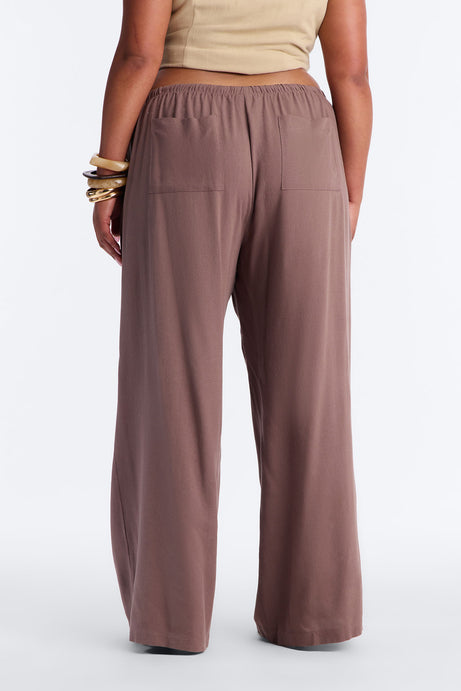 Seaside Soiree Wide Leg Linen Pant - Caffe