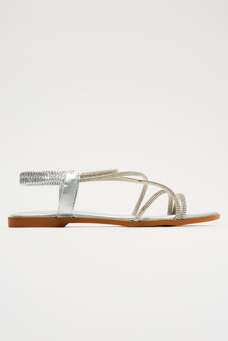 Trista Rhinestone Sandals - Silver