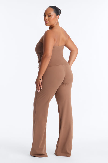 Just Vibes Strapless Pant Set - Brown