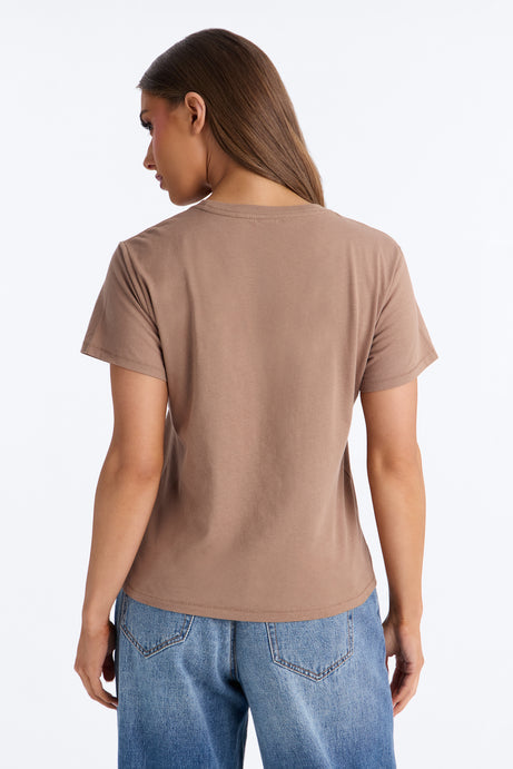 Simple And Modern Cropped Tee - Taupe