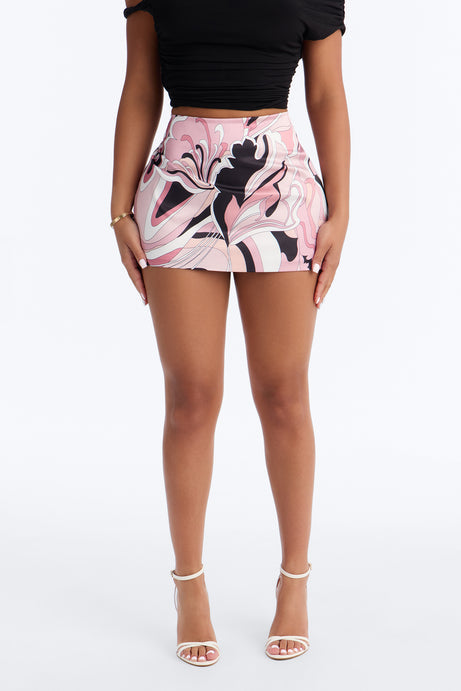 Never Distracted Satin Mini Skirt - Pink/combo