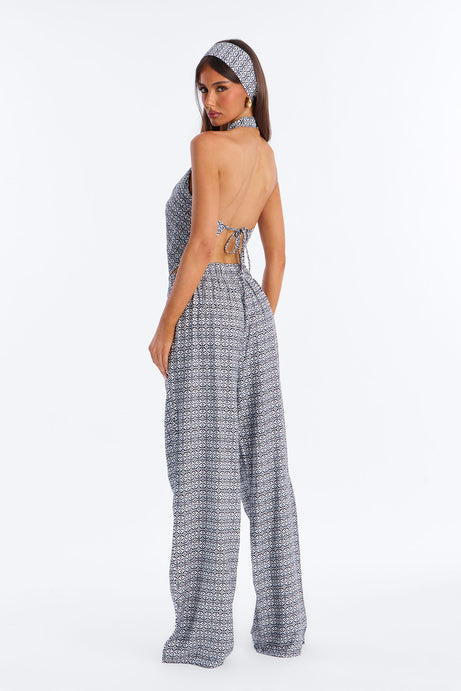 Bailey 3 Piece Halter Pant Set - Black/combo