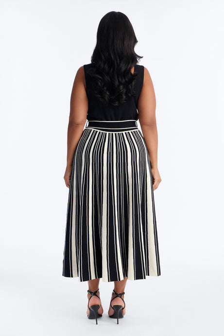 Danica A Line Knit Midi Dress - Black/White