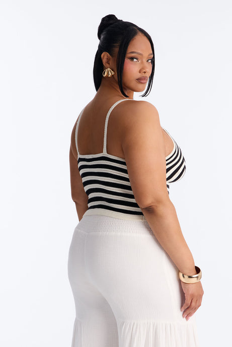 Lola Striped Crochet Top - Black/combo
