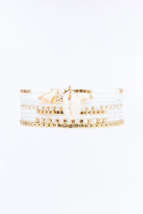 Soft Waves 8 Piece Anklet Set - White/combo