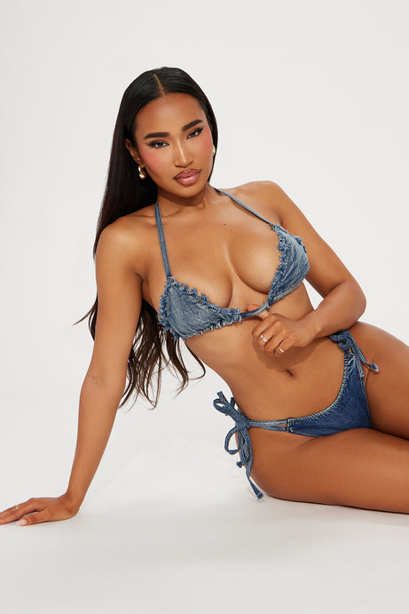 Ride My Wave Denim 2 Piece Bikini Sunsuit - Denim