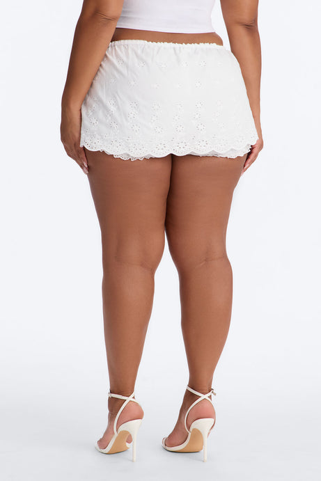 Kenzie Eyelet Peekaboo Bloomer Micro Mini Skort - White