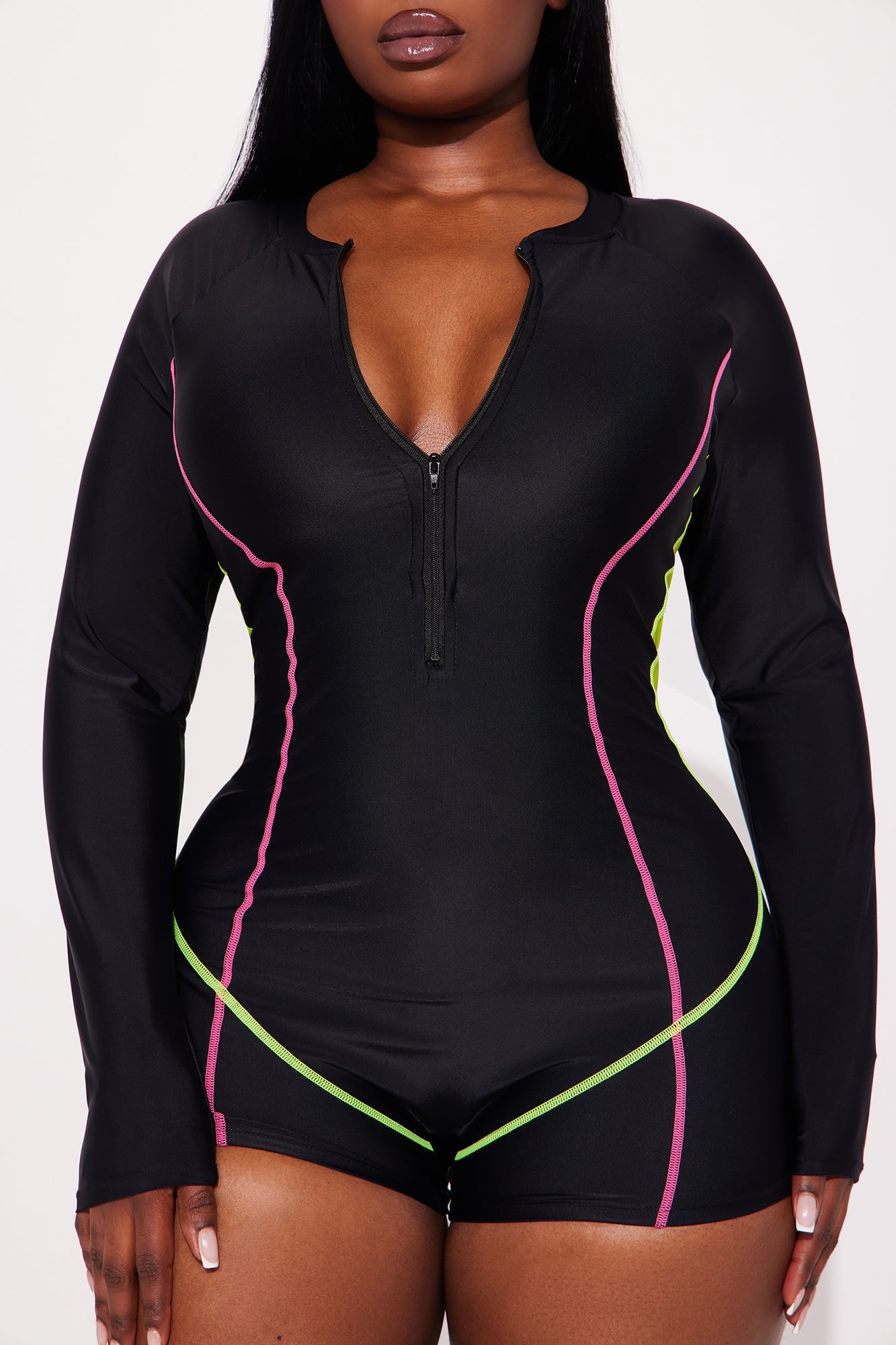 Lisa 1 Piece Rashguard Swimsuit - Black/combo