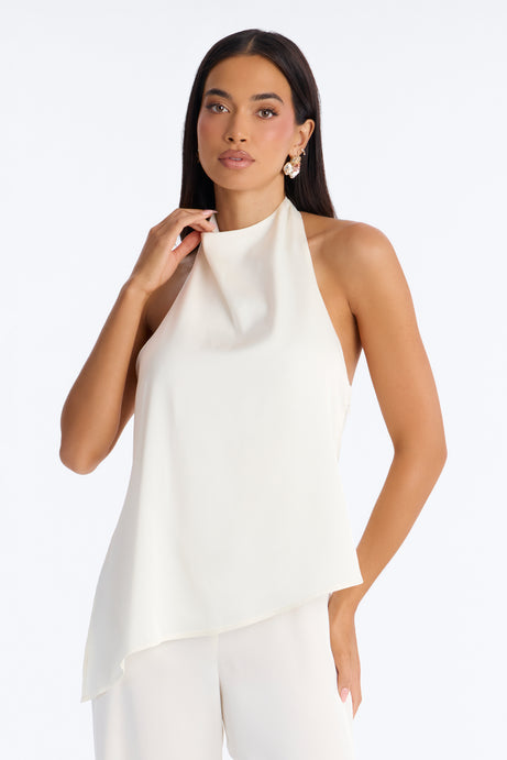 Joana Satin Draped Jumpsuit - Ivory