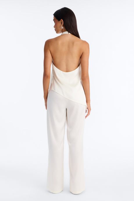 Joana Satin Draped Jumpsuit - Ivory