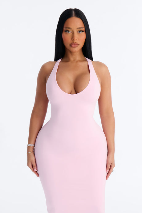 Second Skin Double Lined U Neck Racerback Maxi Dress - Light Pink
