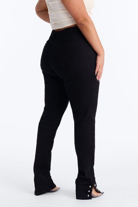 Siena Straight Leg Button Stacked Pant - Black