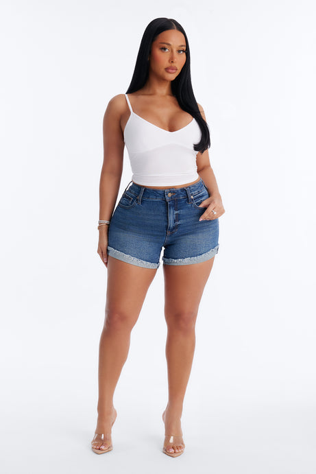 Beach Day Stretch Denim Shorts - Dark Wash