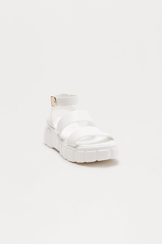 Malik Ankle Strap Sandals - White