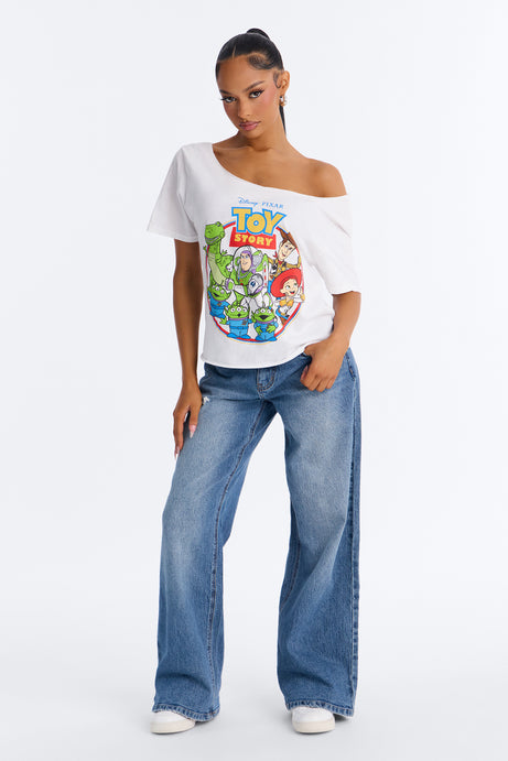 Toy Story Movie Off Shoulder Tee - White