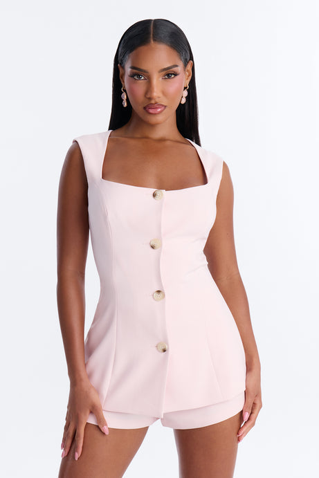 Janet Sleeveless Romper - Pink