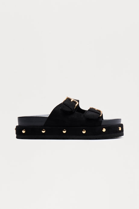 Chanti Buckle Studded Sandals - Black