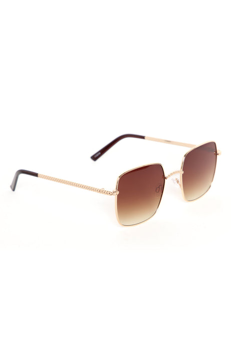 Stay A Little Longer Sungalsses - Gold/Brown