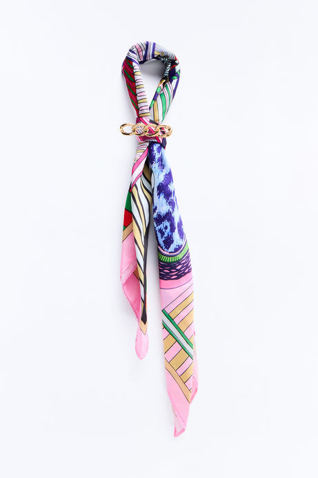 Gallery Piece Head Scarf And Brooch Set - Multi Color