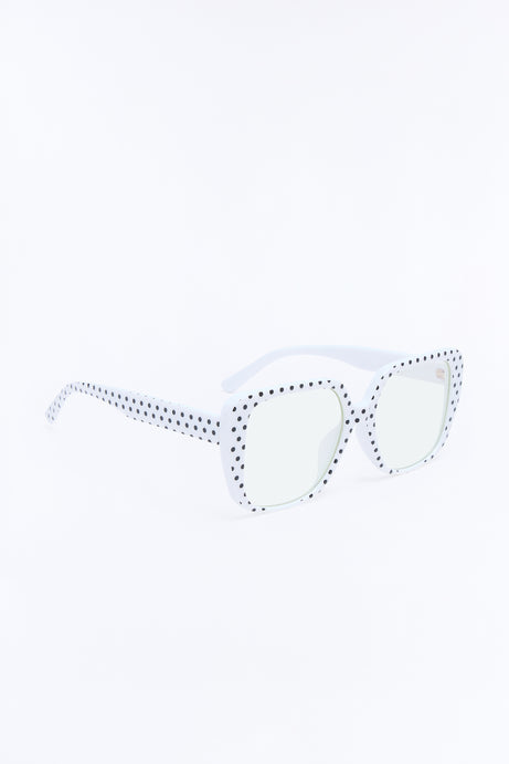 Polished Polka Dot Blue Light Glasses - White/Black