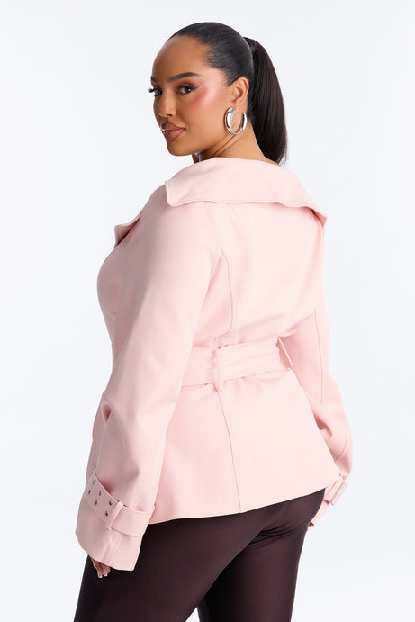 Georgina Off Shoulder Trench Coat - Pink