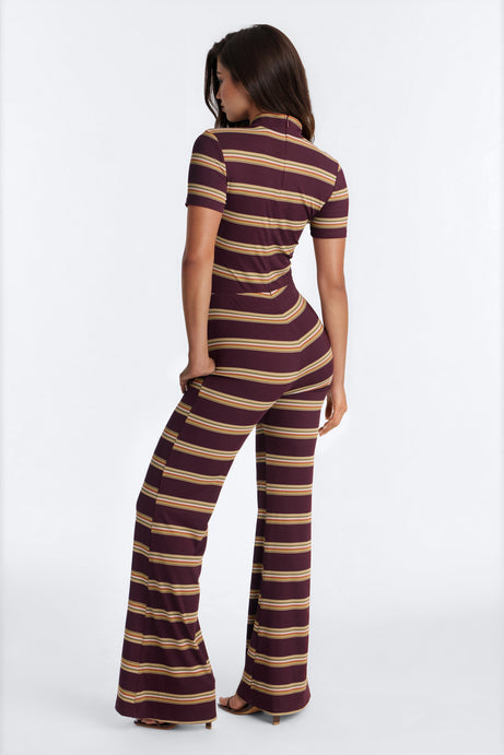 Crossing Lines Ribbed Striped Jumpsuit