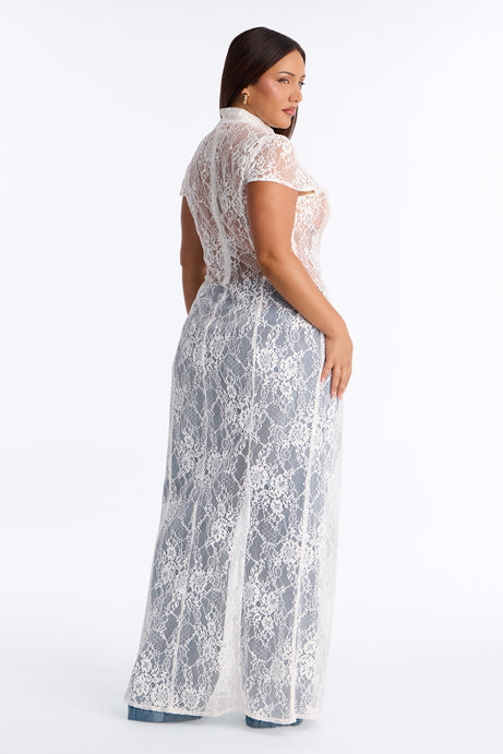 Tonight's Obsession Long Lace Top - White