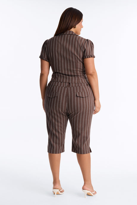 Mabel Striped Capri Set - Chocolate/Combo