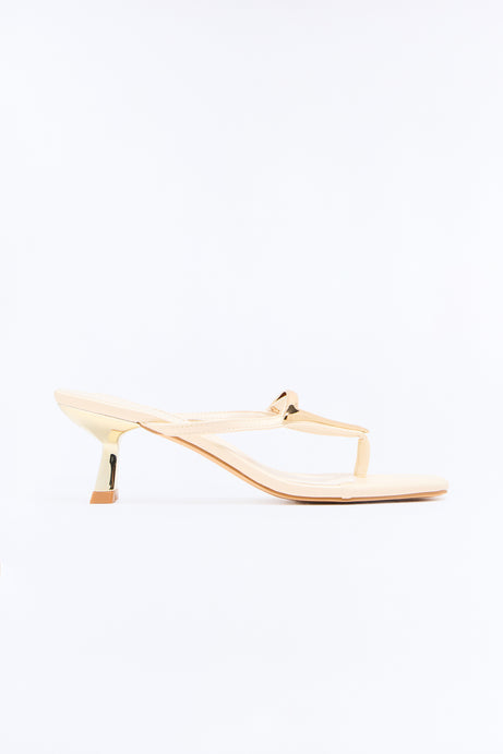 Unmatched Hardware Kitten Heels - White
