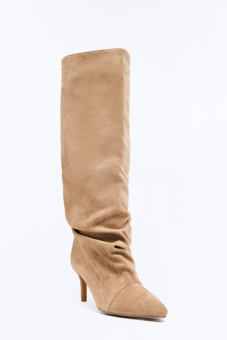 Pico Ruched Suede Boots - Sand