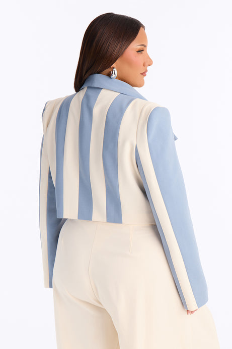 Playing Mind Games Cropped Blazer - Blue/combo