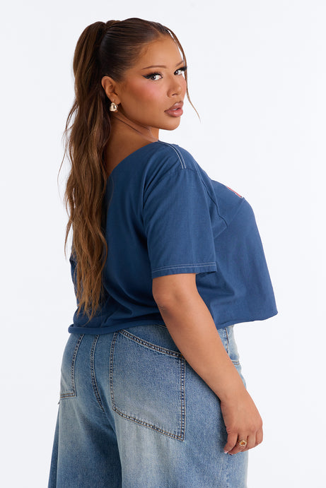 American Dream Girl Cropped T-Shirt - Navy