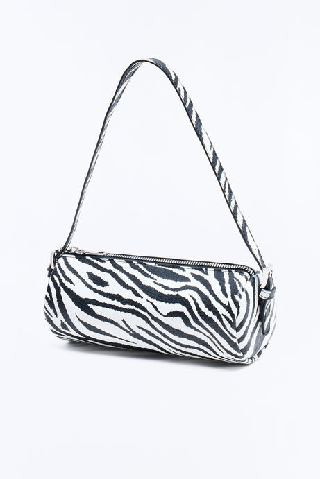 Everyday Essential Faux Leather Shoulder Handbag - Black/White