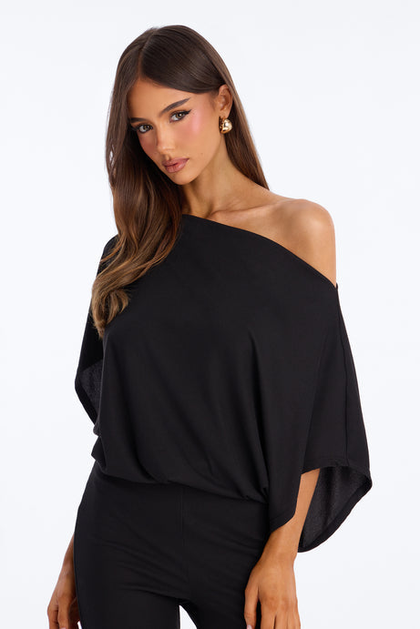 Kacee Off Shoulder Skinny Jumpsuit - Black