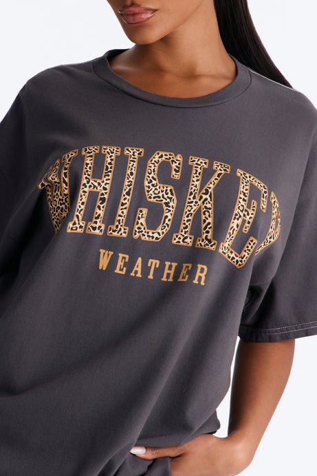 Whiskey Weather Leopard Oversized Tee - Black