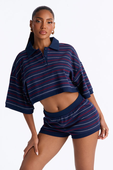 Stevie Cropped Polo Short Set - Navy/combo
