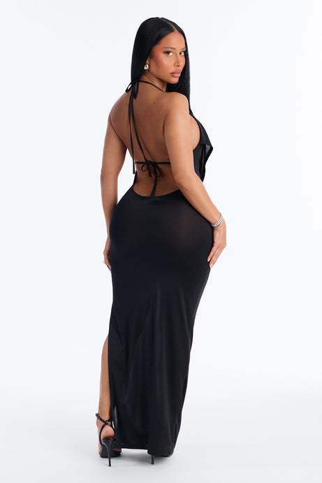 Jennifer Cowl Maxi Dress - Black